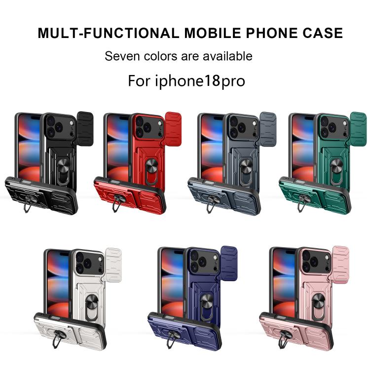 Custodia per telefono scorrevole Camshield TPU+PC con slot per schede, For iPhone 18 Pro, For iPhone 18 Pro Max, For iPhone 17e / 16e