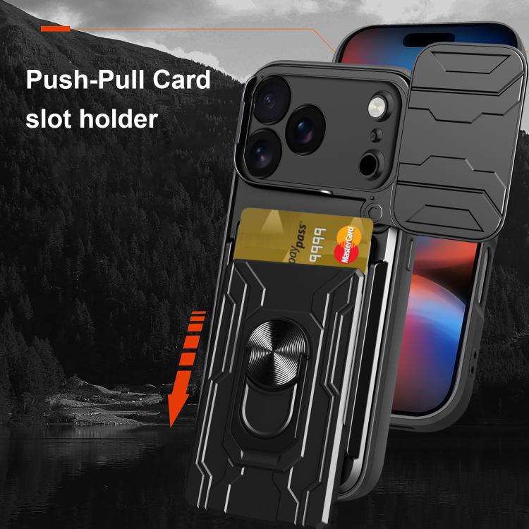 Custodia per telefono scorrevole Camshield TPU+PC con slot per schede, For iPhone 18 Pro, For iPhone 18 Pro Max, For iPhone 17e / 16e