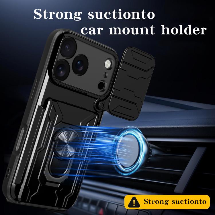 Custodia per telefono scorrevole Camshield TPU+PC con slot per schede, For iPhone 18 Pro, For iPhone 18 Pro Max, For iPhone 17e / 16e