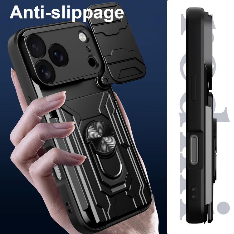 Custodia per telefono scorrevole Camshield TPU+PC con slot per schede, For iPhone 18 Pro, For iPhone 18 Pro Max, For iPhone 17e / 16e