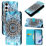 Custodia per telefono in pelle con motivo a trama semplice e disegno colorato, For Samsung Galaxy S24 FE 5G