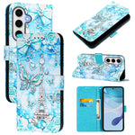 Custodia per telefono in pelle con motivo a trama semplice e disegno colorato, For Samsung Galaxy S24 FE 5G