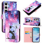 Custodia per telefono in pelle con motivo a trama semplice e disegno colorato, For Samsung Galaxy S24 FE 5G