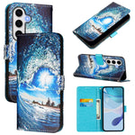 Custodia per telefono in pelle con motivo a trama semplice e disegno colorato, For Samsung Galaxy S24 FE 5G