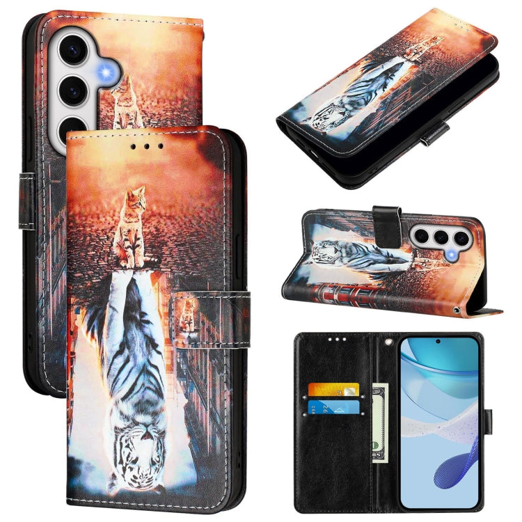 Custodia per telefono in pelle con motivo a trama semplice e disegno colorato, For Samsung Galaxy S24 FE 5G