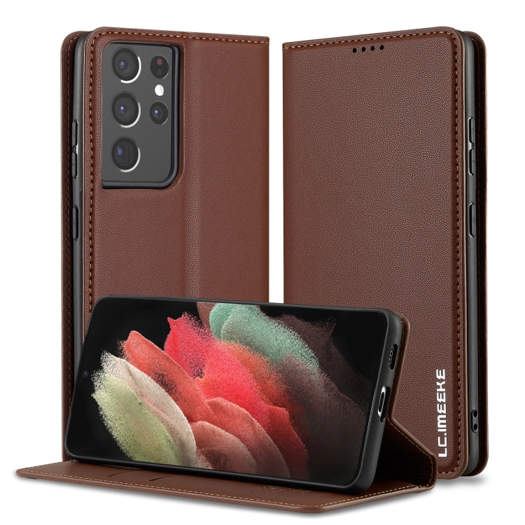 Custodia per telefono in PU con texture fine e satinata serie L1 LC.IMEEKE, For Samsung Galaxy S21 5G, For Samsung Galaxy S21+ 5G, For Samsung Galaxy S21 Ultra 5G