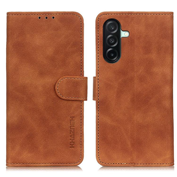 Custodia per telefono in pelle con flip orizzontale e texture retrò KHAZNEH, For Samsung Galaxy A07 5G/A08 5G, For Samsung Galaxy A17 5G/A18 5G, For Samsung Galaxy A57 5G, For Samsung Galaxy A37 5G, For Samsung Galaxy A27 5G, For Samsung Galaxy A56 5G