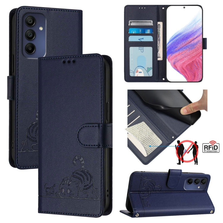 Custodia per telefono in pelle con motivo in rilievo a forma di gatto e ratto, con cordino, For Samsung Galaxy A16 5G, For Samsung Galaxy A06 4G