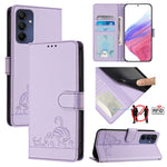 Custodia per telefono in pelle con motivo in rilievo a forma di gatto e ratto, con cordino, For Samsung Galaxy A16 5G, For Samsung Galaxy A06 4G