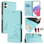 Custodia per telefono in pelle con motivo in rilievo a forma di gatto e ratto, con cordino, For Samsung Galaxy A16 5G, For Samsung Galaxy A06 4G