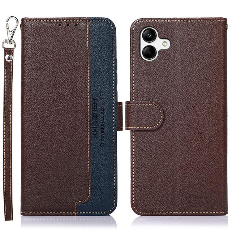Custodia per telefono RFID in pelle con texture Litchi KHAZNEH, For Samsung Galaxy A07 5G/A08 5G, For Samsung Galaxy A17 5G/A18 5G, For Samsung Galaxy A57 5G, For Samsung Galaxy A37 5G, For Samsung Galaxy A27 5G, For Samsung Galaxy A56 5G