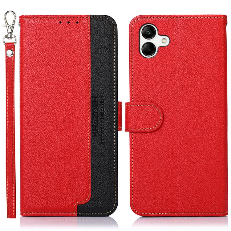 Custodia per telefono RFID in pelle con texture Litchi KHAZNEH, For Samsung Galaxy A07 5G/A08 5G, For Samsung Galaxy A17 5G/A18 5G, For Samsung Galaxy A57 5G, For Samsung Galaxy A37 5G, For Samsung Galaxy A27 5G, For Samsung Galaxy A56 5G