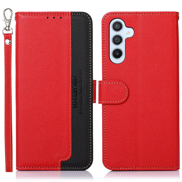 Custodia per telefono RFID in pelle con texture Litchi KHAZNEH, For Samsung Galaxy A07 5G/A08 5G, For Samsung Galaxy A17 5G/A18 5G, For Samsung Galaxy A57 5G, For Samsung Galaxy A37 5G, For Samsung Galaxy A27 5G, For Samsung Galaxy A56 5G