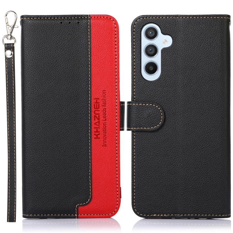Custodia per telefono RFID in pelle con texture Litchi KHAZNEH, For Samsung Galaxy A07 5G/A08 5G, For Samsung Galaxy A17 5G/A18 5G, For Samsung Galaxy A57 5G, For Samsung Galaxy A37 5G, For Samsung Galaxy A27 5G, For Samsung Galaxy A56 5G