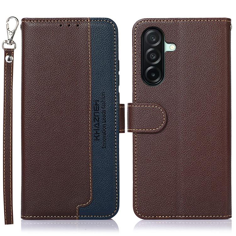 Custodia per telefono RFID in pelle con texture Litchi KHAZNEH, For Samsung Galaxy A07 5G/A08 5G, For Samsung Galaxy A17 5G/A18 5G, For Samsung Galaxy A57 5G, For Samsung Galaxy A37 5G, For Samsung Galaxy A27 5G, For Samsung Galaxy A56 5G