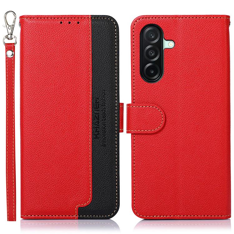 Custodia per telefono RFID in pelle con texture Litchi KHAZNEH, For Samsung Galaxy A07 5G/A08 5G, For Samsung Galaxy A17 5G/A18 5G, For Samsung Galaxy A57 5G, For Samsung Galaxy A37 5G, For Samsung Galaxy A27 5G, For Samsung Galaxy A56 5G