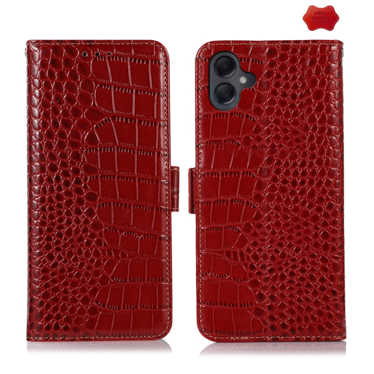 Custodia per telefono in pelle di vacchetta con strato superiore in coccodrillo, For Samsung Galaxy A26 5G, For Samsung Galaxy A36, For Samsung Galaxy A06 4G