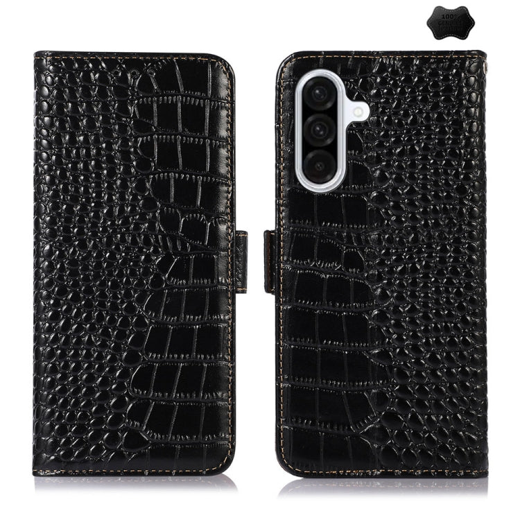 Custodia per telefono in pelle di vacchetta con strato superiore in coccodrillo, For Samsung Galaxy A26 5G, For Samsung Galaxy A36, For Samsung Galaxy A06 4G