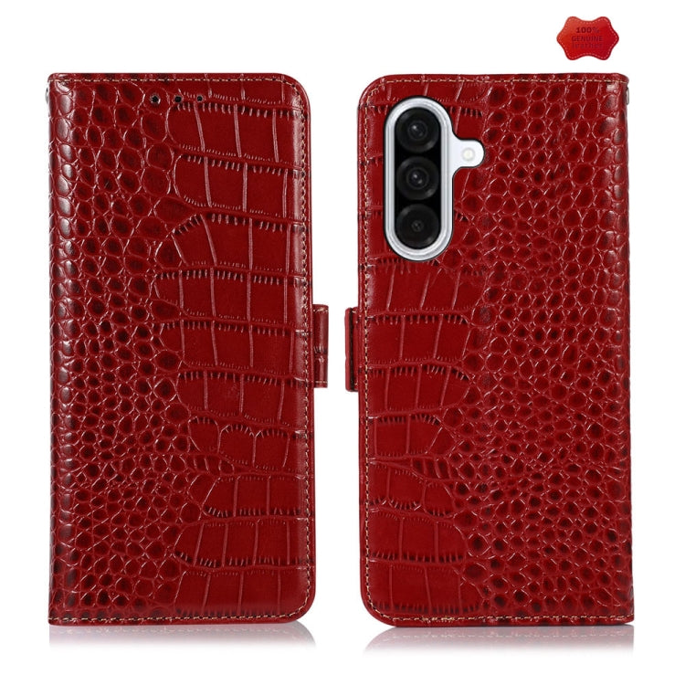 Custodia per telefono in pelle di vacchetta con strato superiore in coccodrillo, For Samsung Galaxy A26 5G, For Samsung Galaxy A36, For Samsung Galaxy A06 4G