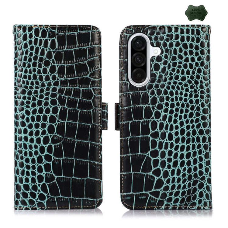 Custodia per telefono in pelle di vacchetta con strato superiore in coccodrillo, For Samsung Galaxy A26 5G, For Samsung Galaxy A36, For Samsung Galaxy A06 4G