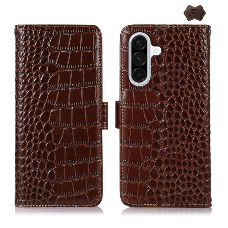 Custodia per telefono in pelle di vacchetta con strato superiore in coccodrillo, For Samsung Galaxy A26 5G, For Samsung Galaxy A36, For Samsung Galaxy A06 4G