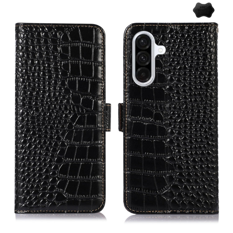 Custodia per telefono in pelle di vacchetta con strato superiore in coccodrillo, For Samsung Galaxy A26 5G, For Samsung Galaxy A36, For Samsung Galaxy A06 4G