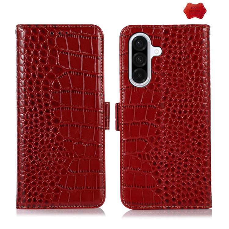 Custodia per telefono in pelle di vacchetta con strato superiore in coccodrillo, For Samsung Galaxy A07 5G/A08 5G, For Samsung Galaxy A17 5G/A18 5G, For Samsung Galaxy A57 5G, For Samsung Galaxy A37 5G, For Samsung Galaxy A27 5G, For Samsung Galaxy A56 5G
