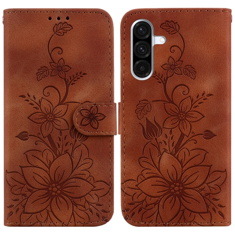 Custodia per telefono in pelle goffrata Lily, For Galaxy A36 5G / A56 5G, For Galaxy A26 5G, For Galaxy A16 5G, For Galaxy A25 5G / A25e JP Edition