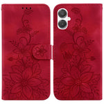 Custodia per telefono in pelle goffrata Lily, For Galaxy A36 5G / A56 5G, For Galaxy A26 5G, For Galaxy A16 5G, For Galaxy A25 5G / A25e JP Edition