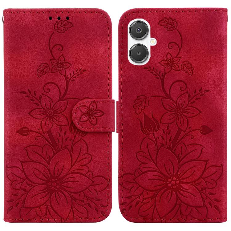 Custodia per telefono in pelle goffrata Lily, For Galaxy A36 5G / A56 5G, For Galaxy A26 5G, For Galaxy A16 5G, For Galaxy A25 5G / A25e JP Edition