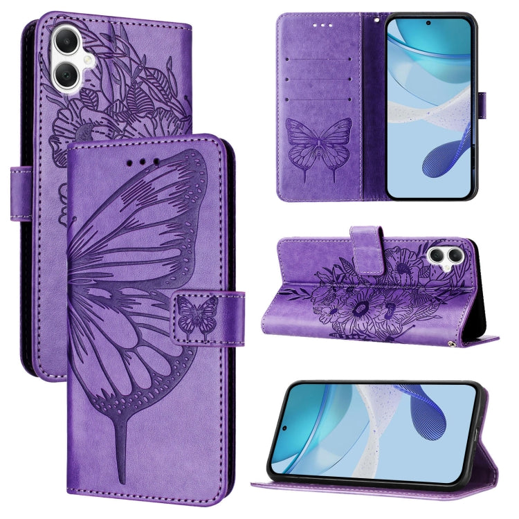 Custodia per telefono in pelle con farfalla in rilievo, For Samsung Galaxy A06 4G