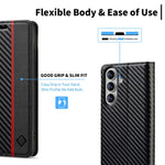 Custodia per telefono in pelle e fibra di carbonio LC.IMEEKE, For Galaxy S26 FE 5G, For Samsung Galaxy S26+ 5G, For Samsung Galaxy S26 Ultra 5G, For Samsung Galaxy S26 5G, For Samsung Galaxy S25 Edge 5G, For Samsung Galaxy S25 5G                       ...