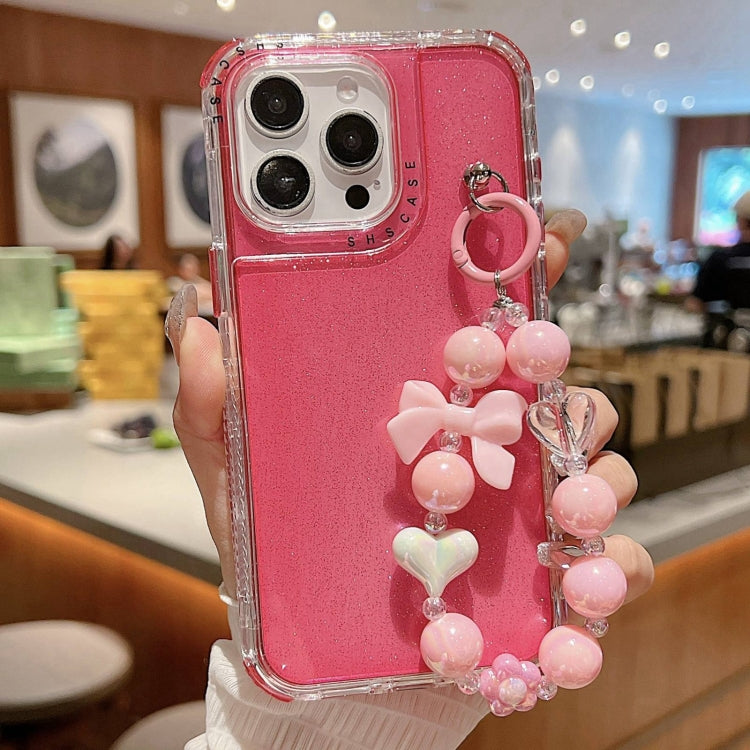 Custodia TPU glitterata con braccialetto per iPhone 15 Pro Max