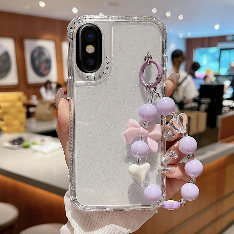 Custodia per telefono a copertura totale in TPU + PC + paillettes glitterate con braccialetto, For iPhone 12 / 12 Pro, For iPhone 12 Pro Max, For iPhone 11 Pro Max, For iPhone 11, For iPhone 11 Pro, For iPhone X / XS