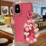 Custodia per telefono a copertura totale in TPU + PC + paillettes glitterate con braccialetto, For iPhone 12 / 12 Pro, For iPhone 12 Pro Max, For iPhone 11 Pro Max, For iPhone 11, For iPhone 11 Pro, For iPhone X / XS
