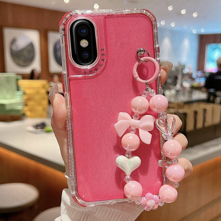 Custodia per telefono a copertura totale in TPU + PC + paillettes glitterate con braccialetto, For iPhone 12 / 12 Pro, For iPhone 12 Pro Max, For iPhone 11 Pro Max, For iPhone 11, For iPhone 11 Pro, For iPhone X / XS