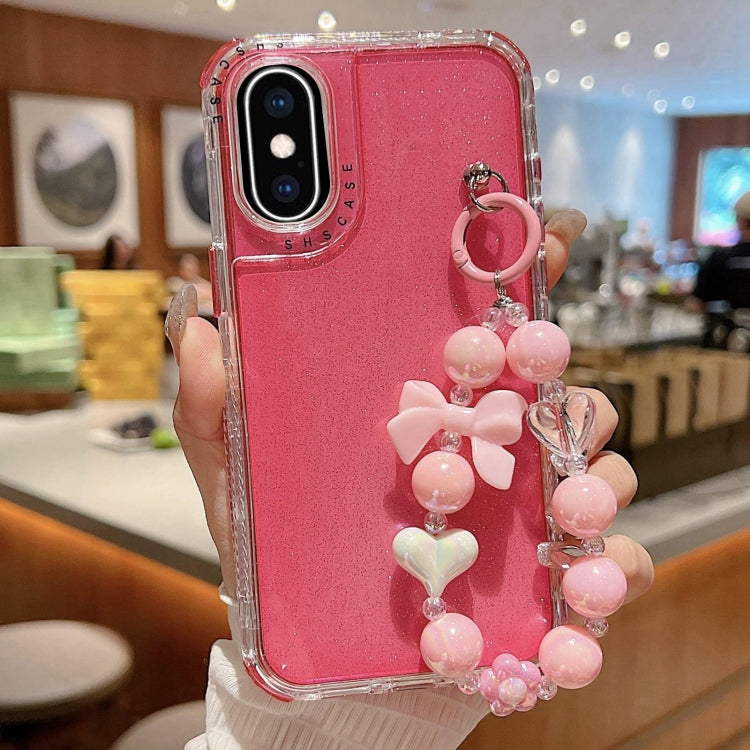 Custodia per telefono a copertura totale in TPU + PC + paillettes glitterate con braccialetto, For iPhone XR, For iPhone XS Max, For iPhone 6 Plus / 7 Plus / 8 Plus