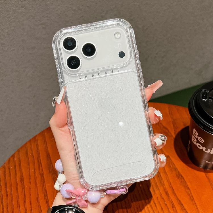 Custodia TPU glitterata con braccialetto per iPhone 17 Pro Max