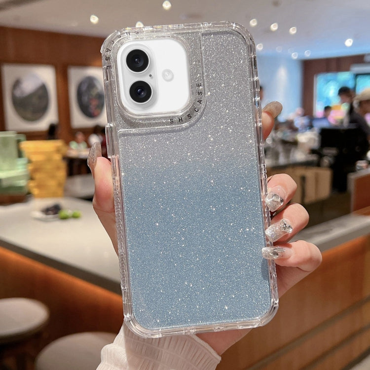 Custodia per telefono a copertura totale in TPU + PC + carta glitterata, For iPhone 16 Pro Max, For iPhone 16 Pro, For iPhone 16 Plus, For iPhone 16