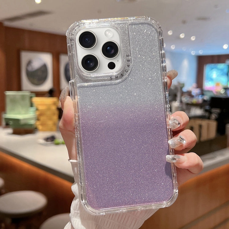 Custodia per telefono a copertura totale in TPU + PC + carta glitterata, For iPhone 16 Pro Max, For iPhone 16 Pro, For iPhone 16 Plus, For iPhone 16