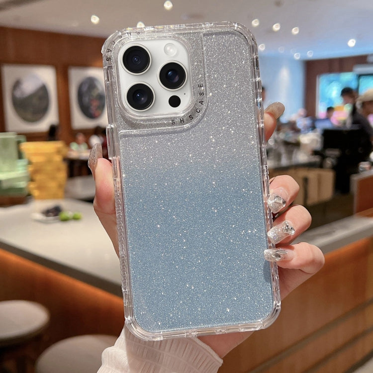 Custodia per telefono a copertura totale in TPU + PC + carta glitterata, For iPhone 16 Pro Max, For iPhone 16 Pro, For iPhone 16 Plus, For iPhone 16