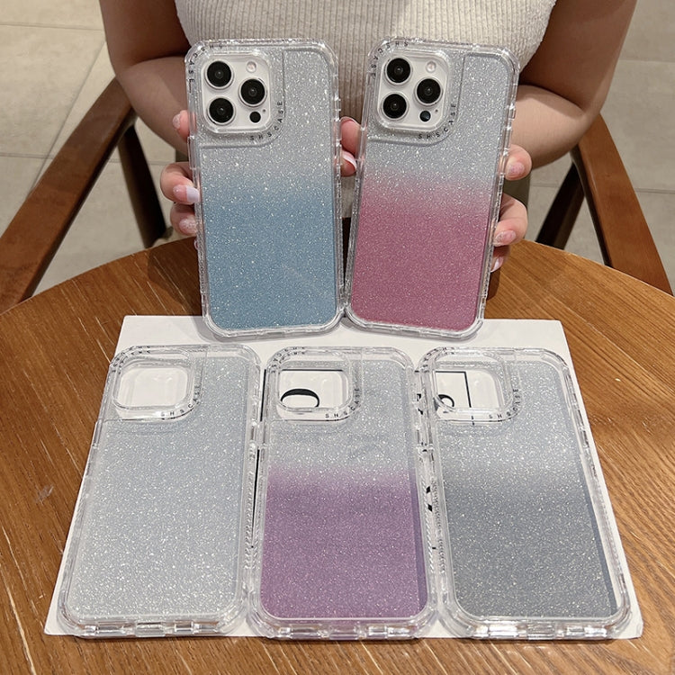 Custodia per telefono a copertura totale in TPU + PC + carta glitterata, For iPhone 16 Pro Max, For iPhone 16 Pro, For iPhone 16 Plus, For iPhone 16