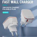 Caricabatterie rapido USB LDNIO QC3.0 18W con cavo 8 pin