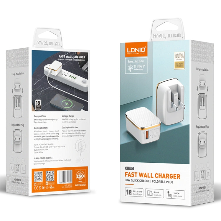 Caricabatterie rapido USB LDNIO QC3.0 18W con cavo 8 pin