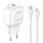LDNIO A1206C PD27W Caricabatterie rapido USB-C / Type-C con cavo a 8 pin da 1 m, EU Plug