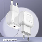 LDNIO A1206C PD27W Caricabatterie rapido USB-C / Type-C con cavo a 8 pin da 1 m, EU Plug