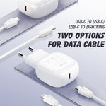 LDNIO A1206C PD27W Caricabatterie rapido USB-C / Type-C con cavo a 8 pin da 1 m, EU Plug