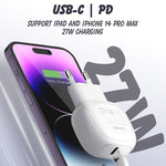 LDNIO A1206C PD27W Caricabatterie rapido USB-C / Type-C con cavo a 8 pin da 1 m, EU Plug