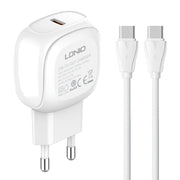 LDNIO A1206C PD27W Caricabatterie rapido USB-C / Type-C con cavo Type-C da 1 m, EU Plug