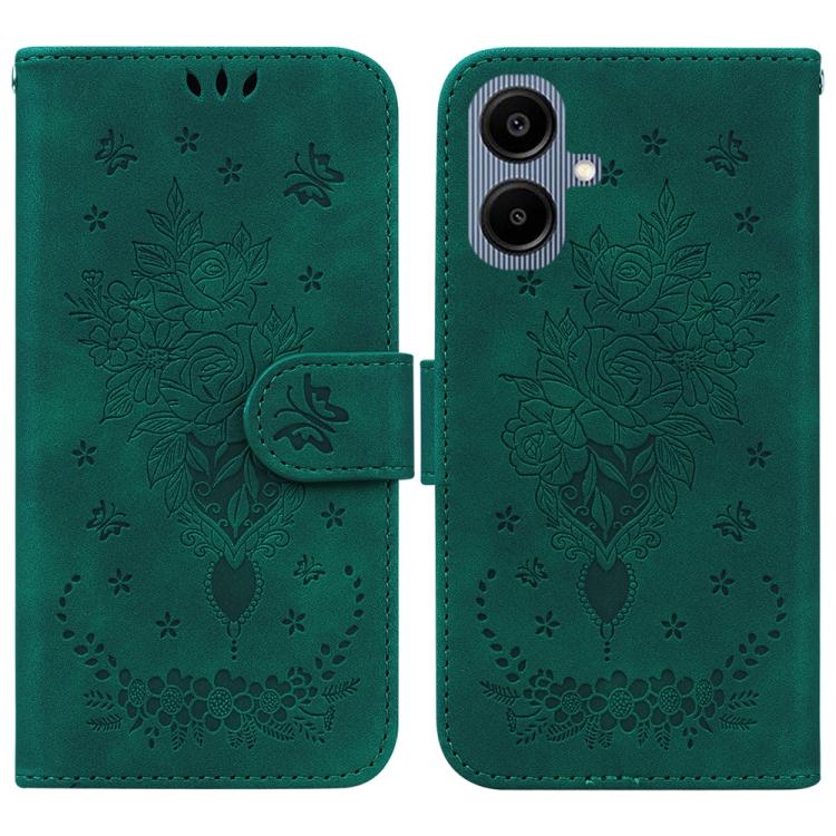Custodia per telefono in pelle goffrata con farfalla e rosa, For Samsung Galaxy A57 5G, For Samsung Galaxy A37 5G / A36 5G, For Samsung Galaxy A07 4G / A06 4G / 5G, For Samsung Galaxy A36 5G / A56 5G